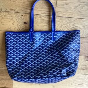 Goyard tote, blue canvas PM bag coated Louis Saint 100% authentic